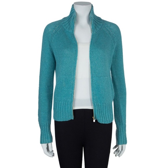 Loro Piana Sweaters - Loro Piana Turquoise Zip Sweater Cardigan